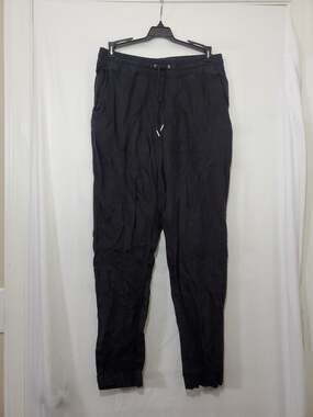 H&M L.O.G.G. Black Linen Blend Drawstring Jogger Pants Size 4